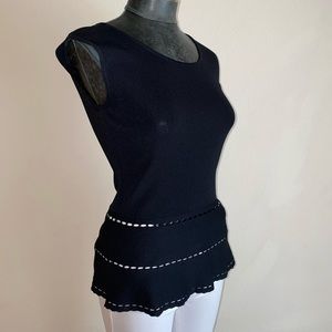 Luisa Spagnoli Italy Eyelet Peplum Shell Top